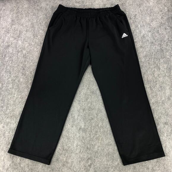 Adidas Pants XL Black Track Sweatpants High Rise Polyester Training Stretch - Picture 1 of 12